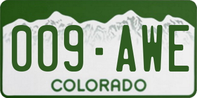 CO license plate 009AWE