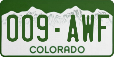CO license plate 009AWF