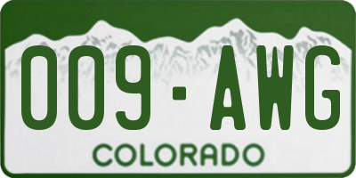 CO license plate 009AWG