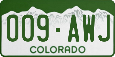 CO license plate 009AWJ