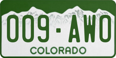 CO license plate 009AWO