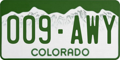 CO license plate 009AWY