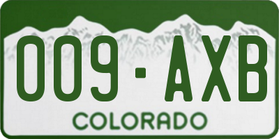 CO license plate 009AXB