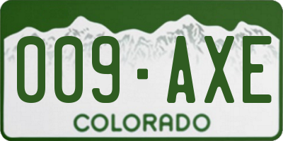 CO license plate 009AXE