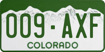 CO license plate 009AXF