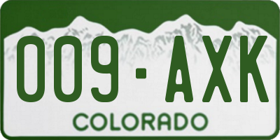 CO license plate 009AXK