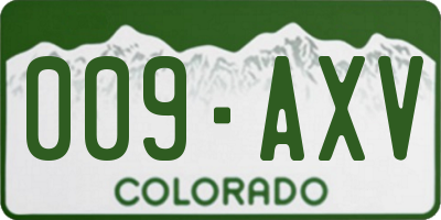 CO license plate 009AXV
