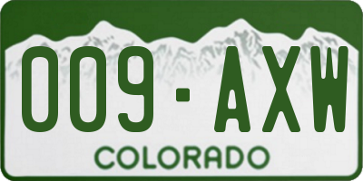 CO license plate 009AXW