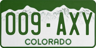 CO license plate 009AXY