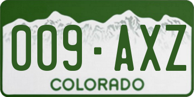CO license plate 009AXZ