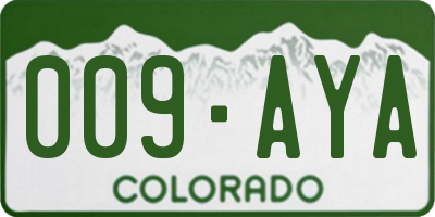 CO license plate 009AYA