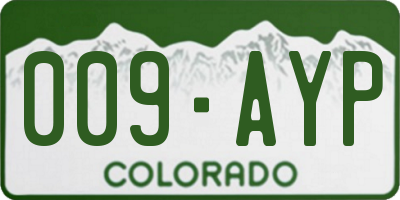 CO license plate 009AYP