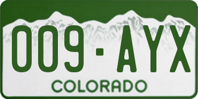 CO license plate 009AYX