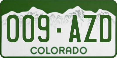 CO license plate 009AZD