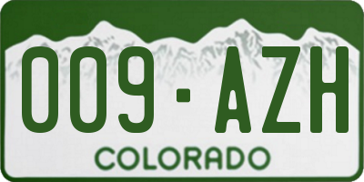CO license plate 009AZH