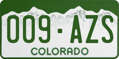 CO license plate 009AZS
