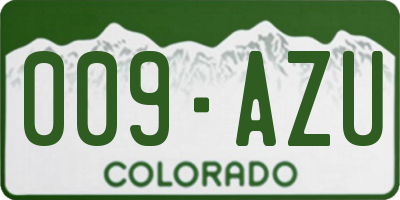 CO license plate 009AZU