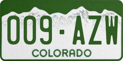 CO license plate 009AZW