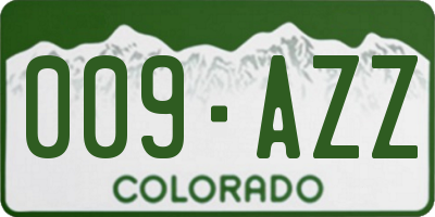 CO license plate 009AZZ