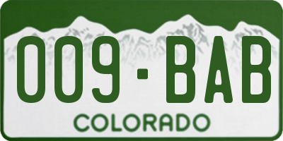 CO license plate 009BAB