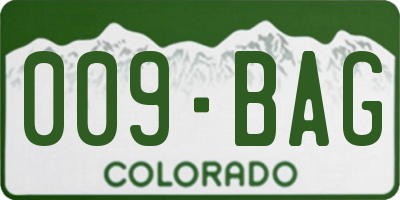 CO license plate 009BAG
