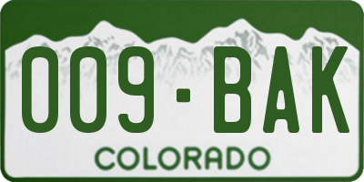 CO license plate 009BAK