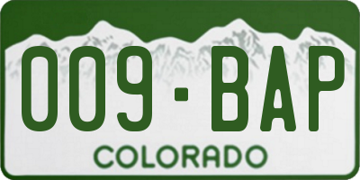 CO license plate 009BAP