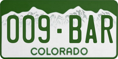 CO license plate 009BAR