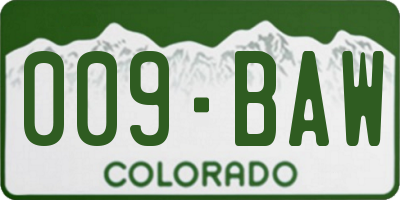 CO license plate 009BAW