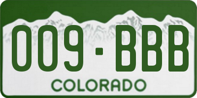 CO license plate 009BBB