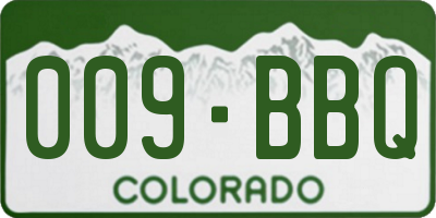 CO license plate 009BBQ