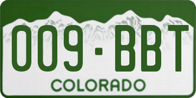 CO license plate 009BBT