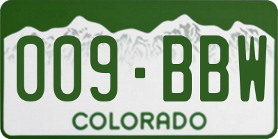 CO license plate 009BBW