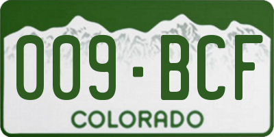 CO license plate 009BCF