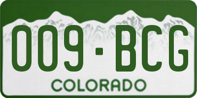 CO license plate 009BCG