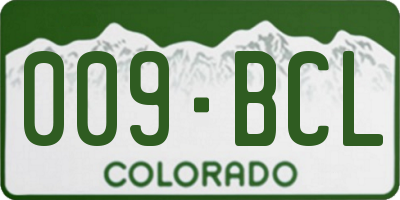 CO license plate 009BCL