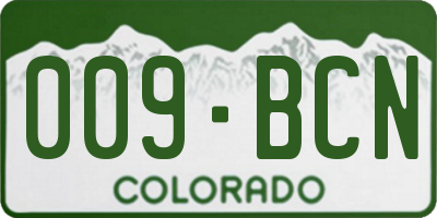CO license plate 009BCN