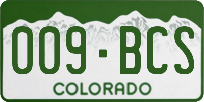 CO license plate 009BCS