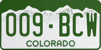 CO license plate 009BCW