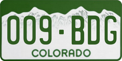 CO license plate 009BDG