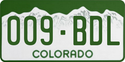 CO license plate 009BDL