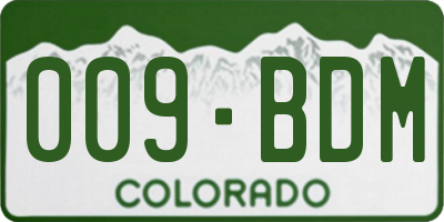 CO license plate 009BDM