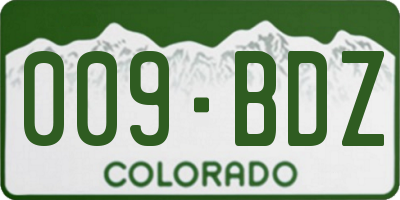 CO license plate 009BDZ