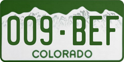 CO license plate 009BEF