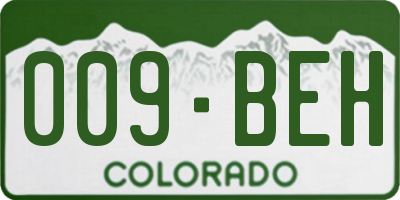 CO license plate 009BEH