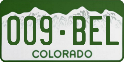 CO license plate 009BEL