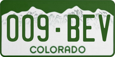 CO license plate 009BEV