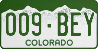 CO license plate 009BEY