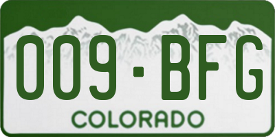CO license plate 009BFG