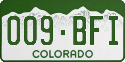 CO license plate 009BFI